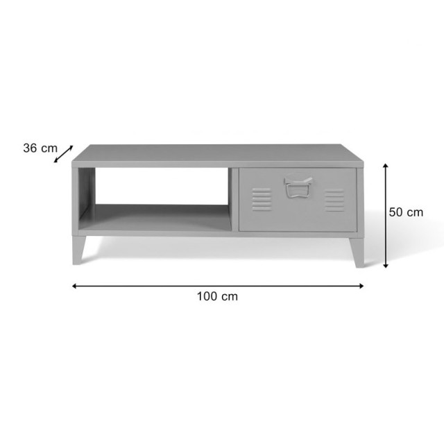 Μεταλλικό Τραπέζι Σαλονιού 100 x 50 x 36 cm Χρώματος Γκρι Storvik Idomya 30087272