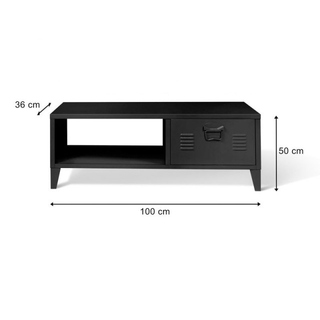 Μεταλλικό Τραπέζι Σαλονιού 100 x 50 x 36 cm Χρώματος Μαύρο Storvik Idomya 30087323
