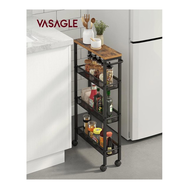 Μεταλλικό Τρόλεϊ Κουζίνας 4 Επιπέδων 41 x 13 x 77 cm VASAGLE LRC032...