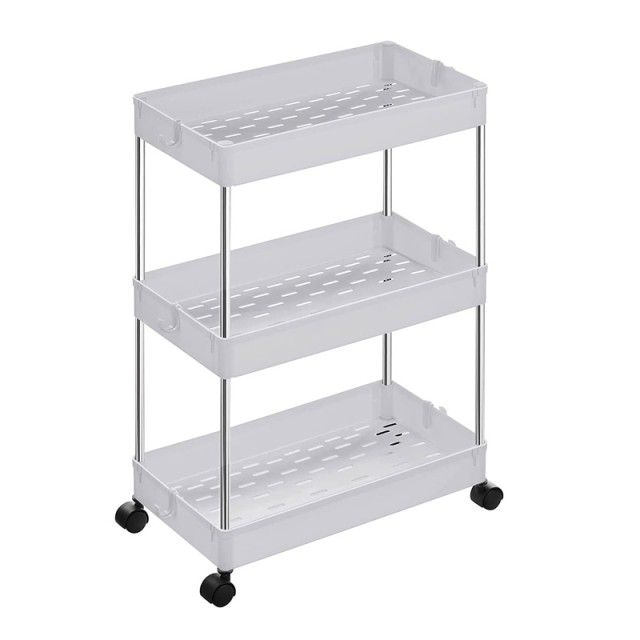 Μεταλλικό Τρόλεϊ με 3 Ράφια 40 x 22 x 60 cm Χρώματος Λευκό Songmics KSC009W01