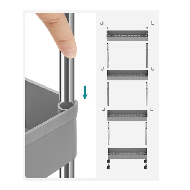 Μεταλλικό Τρόλεϊ Κουζίνας με 4 Ράφια 42 x 13.5 x 87 cm Songmics KSC...