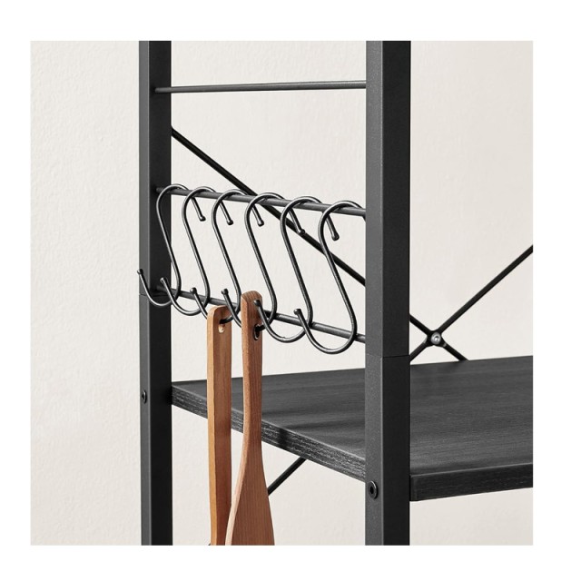 Μεταλλικό Τρόλεϊ Κουζίνας με 3 Ράφια 60 x 40 x 89 cm Χρώματος Μαύρο...