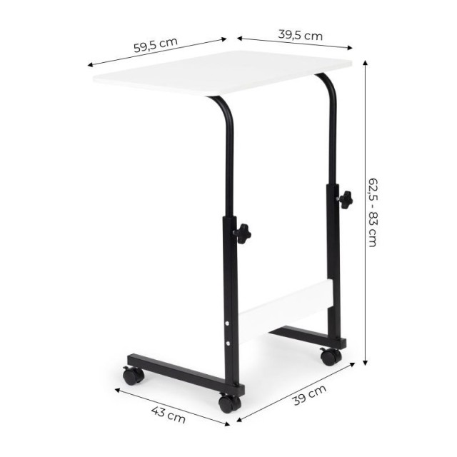 Μεταλλικό Τροχήλατο Τραπέζι για Laptop 39 x 43 x 62.5-83 cm Χρώματο...