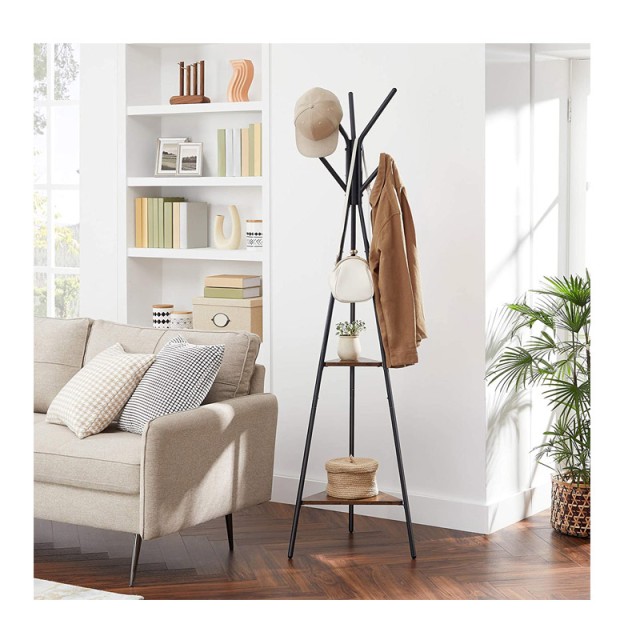 Μεταλλικός Καλόγερος με 2 Ξύλινα Ράφια 49.5 x 49.5 x 179 cm VASAGLE... Μεταλλικός Καλόγερος με 2 Ξύλινα Ράφια 49.5 x 49.5 x 179 cm VASAGLE...