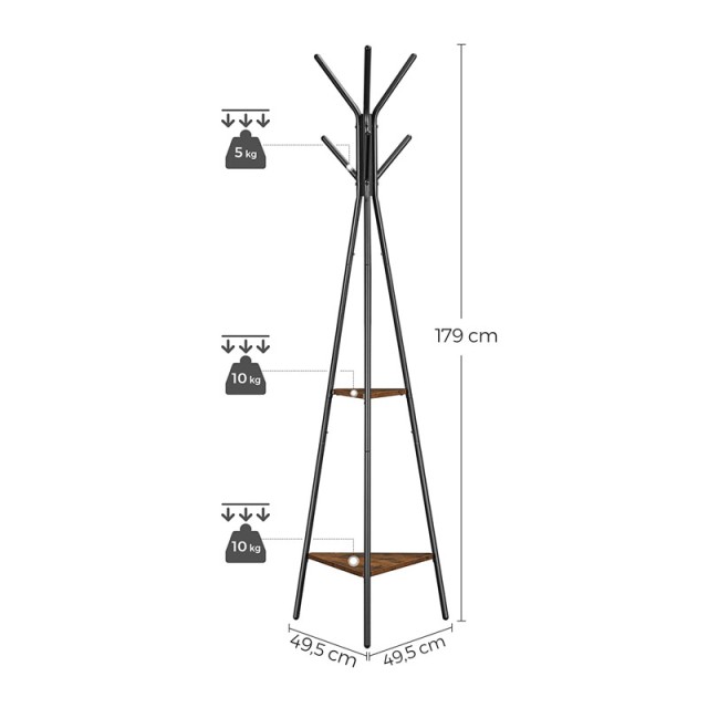 Μεταλλικός Καλόγερος με 2 Ξύλινα Ράφια 49.5 x 49.5 x 179 cm VASAGLE... Μεταλλικός Καλόγερος με 2 Ξύλινα Ράφια 49.5 x 49.5 x 179 cm VASAGLE...