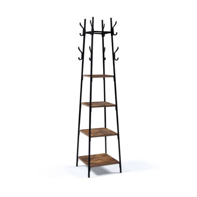 Μεταλλικός Καλόγερος με 4 Ξύλινα Ράφια 40 x 40 x 170 cm Elize Idomy...