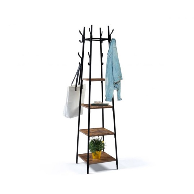 Μεταλλικός Καλόγερος με 4 Ξύλινα Ράφια 40 x 40 x 170 cm Elize Idomy...