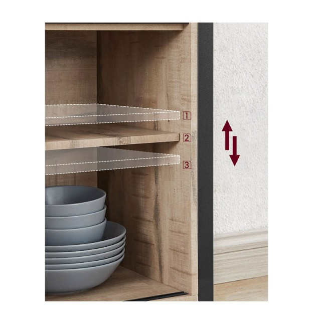 Μεταλλικός Μπουφές 100 x 33 x 80 cm Χρώματος Μπεζ VASAGLE LSC092B50