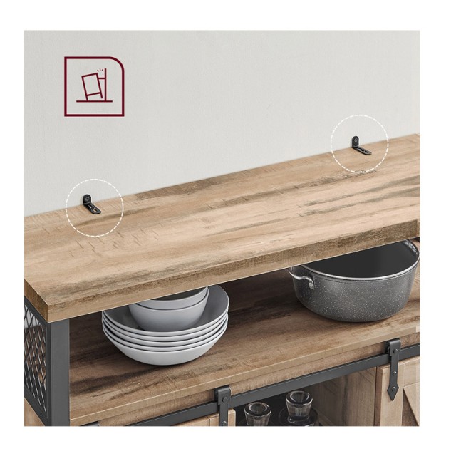 Μεταλλικός Μπουφές 100 x 33 x 80 cm Χρώματος Μπεζ VASAGLE LSC092B50