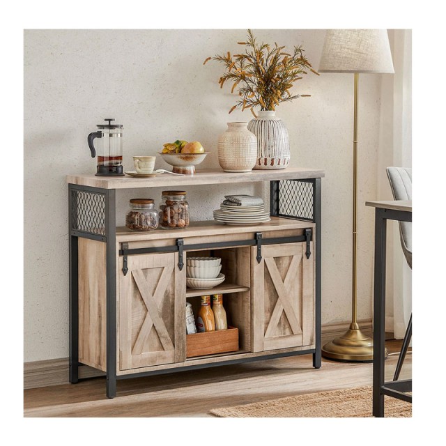 Μεταλλικός Μπουφές 100 x 33 x 80 cm Χρώματος Μπεζ VASAGLE LSC092B50
