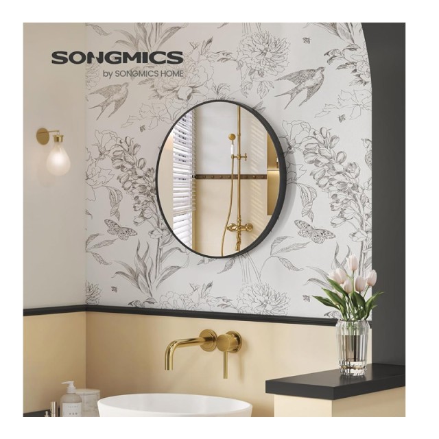 Μεταλλικός Στρογγυλός Καθρέπτης Τοίχου 61 cm Songmics LWM102B01