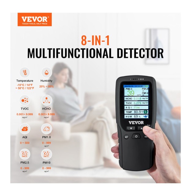 Μετρητής Παρακολούθησης Ποιότητας Αέρα 8 σε 1 VEVOR PXSKQZLCSYSC2JR...
