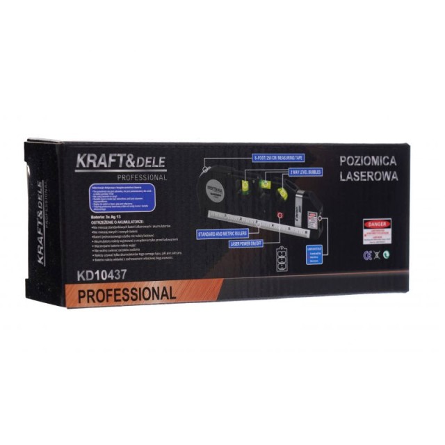 Μέτρο - Αλφάδι με Γραμμή Laser 250 cm Kraft&Dele KD-10437