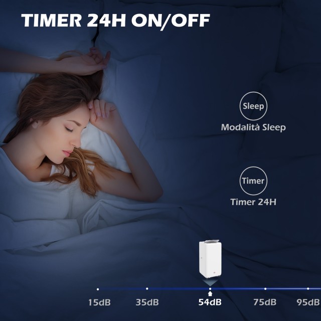 Φορητό κλιματιστικό HOMCOM 1250W με 5 λειτουργίες και χρονοδιακόπτη 24 ωρών, 35,5x35x70 cm, Λευκό 823-056V90WT