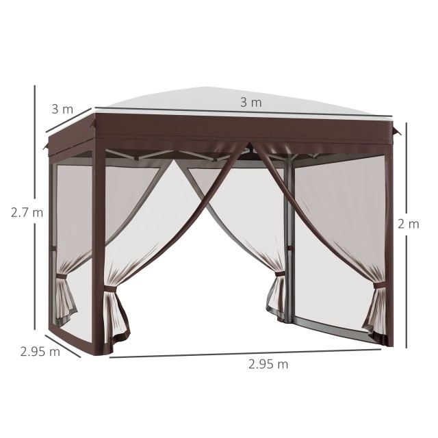 Outsunny Garden Gazebo με κουνουπιέρα και τροχήλατη τσάντα μεταφοράς, 300x300x270 cm, κρέμα 84C-413V00CW