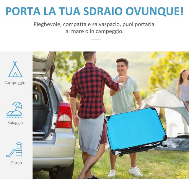 Outsunny ξαπλώστρα Πτυσσόμενη ξαπλώστρα κήπου με κουβούκλιο και ρυθμιζόμενη πλάτη μπλε 84B-591BU