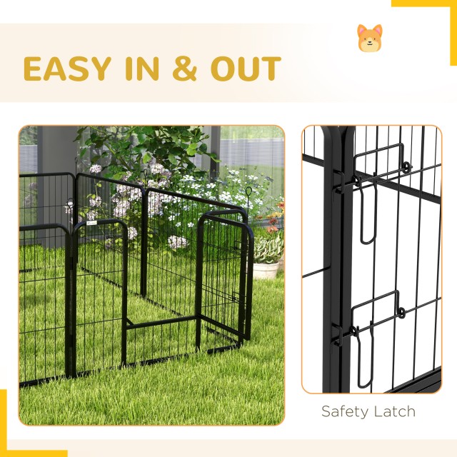 PawHut 8-Piece Modular Dog Run για εσωτερικούς και εξωτερικούς χώρους, ατσάλι, 80x60 cm, μαύρο D06-107V02BK