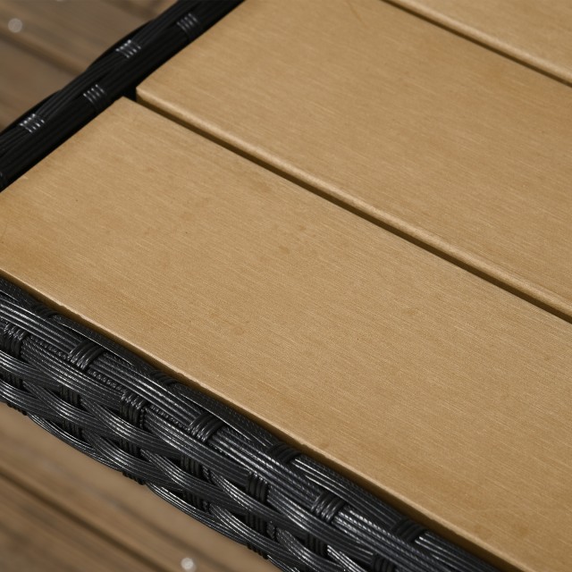 Outsunny Steel and PE Rattan Τραπέζι κήπου εξωτερικού χώρου και σετ 4 καρεκλών, μαύρο 861-063V00BK