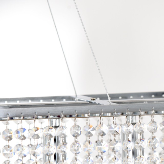 HOMCOM Modern Drop Chandelier, 128 κρυστάλλινα μενταγιόν και μεταλλική βάση, 7 E14 40W Attacks, 80x20x130cm Ασημί B31-275