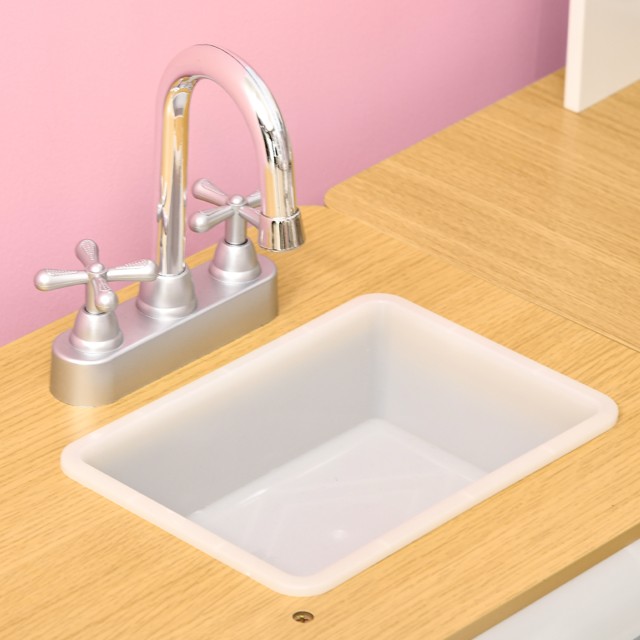 HOMCOM Play Kitchen 2 Τεμάχια για παιδιά 3-6 ετών με μαγειρικά σκεύη, φώτα και ηχητικά εφέ, από MDF και PP 350-141V00WT