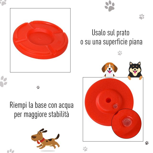 PawHut Set Agility Dog με στοιχήματα και ρυθμιζόμενο δαχτυλίδι για εκπαίδευση σκύλων D07-026