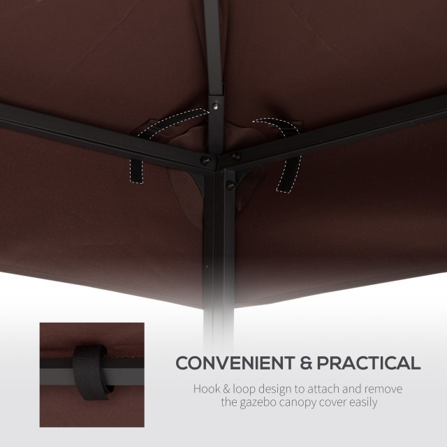 Outsunny Ανταλλακτική Στέγη για Gazebo 3x3m με 2 Επίπεδα και UV Resistant, καφέ 84C-041