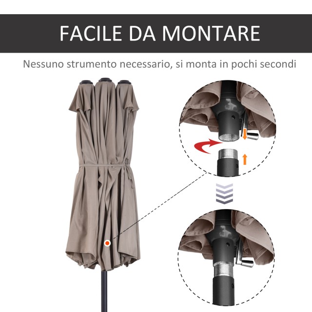 Outsunny Outdoor Double Canopy Umbrella, Ecr ?, Καλυμμένη περιοχή: ...