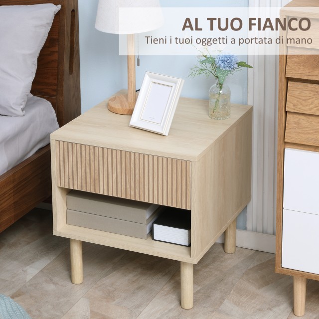 Ξύλινο Κομοδίνο με 1 Συρτάρι και 1 Ράφι 47 x 47 x 50 cm HOMCOM 831-506