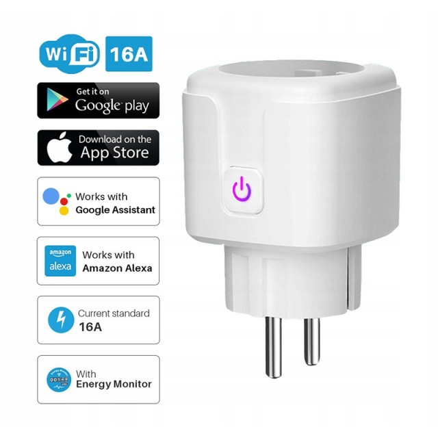 Μονή Εξωτερική Smart Πρίζα Ρεύματος WiFi 3680 W Verk Group 59074513...