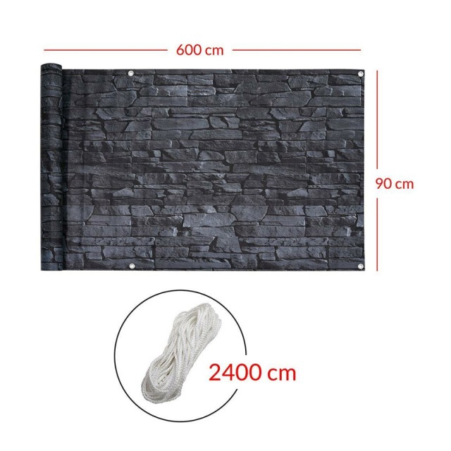 Μουσαμάς Περίφραξης με Μοτίβο Πέτρας 600 x 90 cm Bakaji 02828527