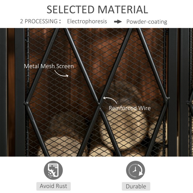 HOMCOM Metal Fire Screen με 3 Πτυσσόμενα Πάνελ και 2 Πόρτες, 120x11...