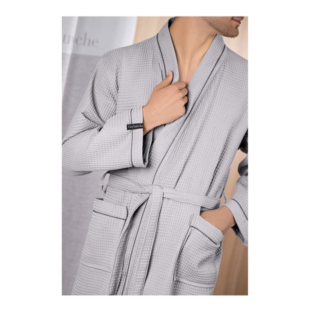 Μπουρνούζι Πικέ με Ζώνη και Τσέπες Basic Grey Guy Laroche 1131092121001