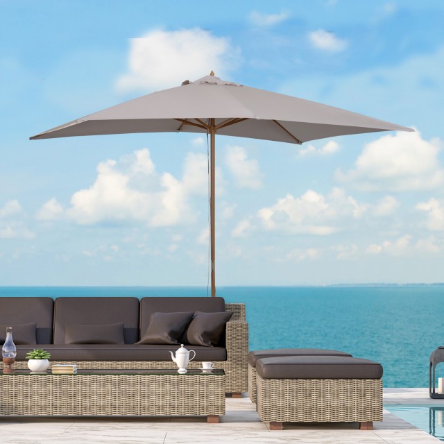 Ομπρέλα Outsunny Garden 2x3 m Αδιάβροχη, Ξύλινη με αφαιρούμενο κάλυ...