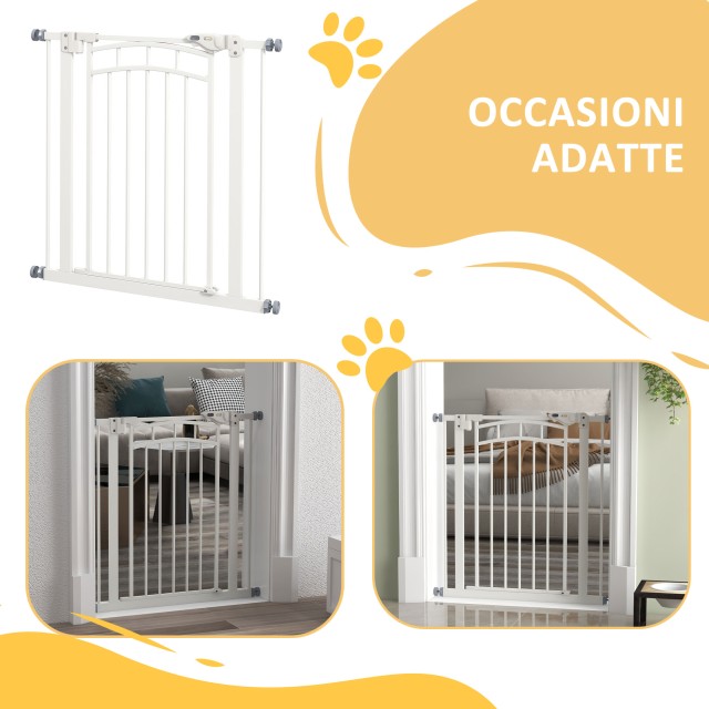 PawHut Gate για μικρομεσαίους σκύλους με αυτόματο κλείσιμο, σε ατσάλι και PA, 74-80x76 cm, Λευκό D06-214V00WT