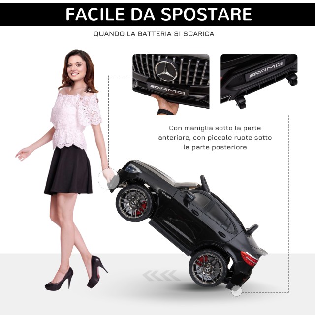HOMCOM Mercedes Electric Ride-On Toy Car για παιδιά 3-5 ετών με ζώνη ασφαλείας και τηλεχειριστήριο, μαύρο 370-074V90BK