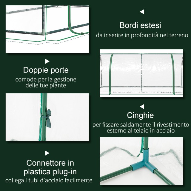 Outsunny Greenhouse Tunnel από ατσάλι και με κάλυμμα PVC, 200x100x8...