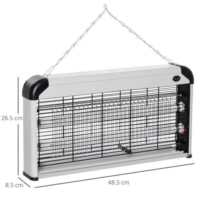 Outsunny Outsunny Outdoor and Indoor Insect Killer με λάμπα UV σκοτίας κουνουπιών για 60m², Electric Kunuto Killer 15W Grey 849-013SR