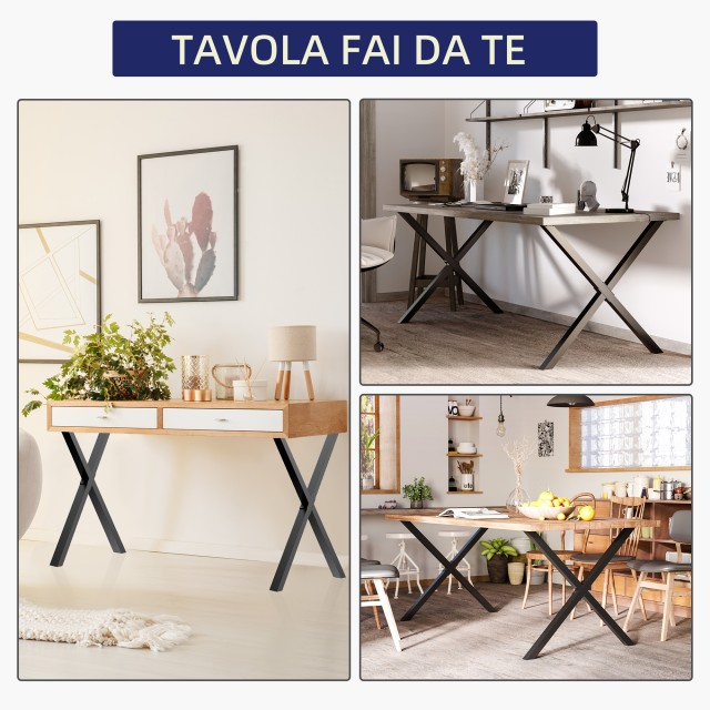 Σετ Ατσάλινα Πόδια Τραπεζιού Σχήματος X 80 x 4 x 72 cm 2 τμχ HOMCOM B82-002