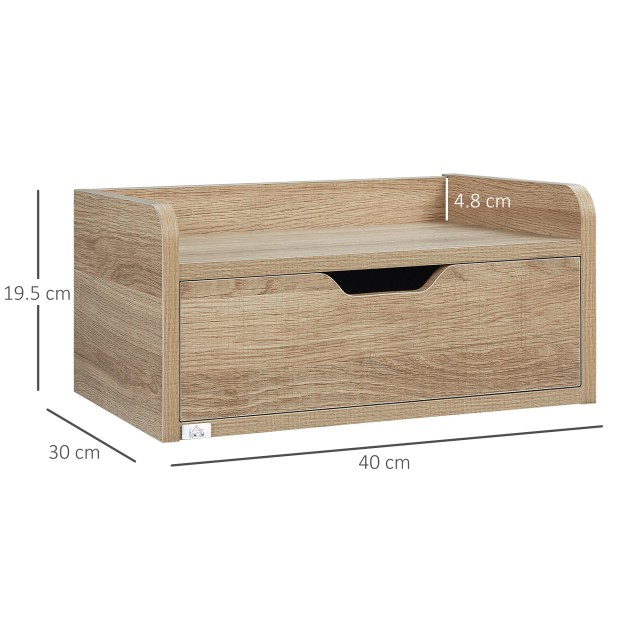 Σετ Κρεμαστά Ξύλινα Κομοδίνα 40 x 30 x 19.5 cm 2 τμχ Χρώματος Καφέ Ανοιχτό HOMCOM 831-629V00ND