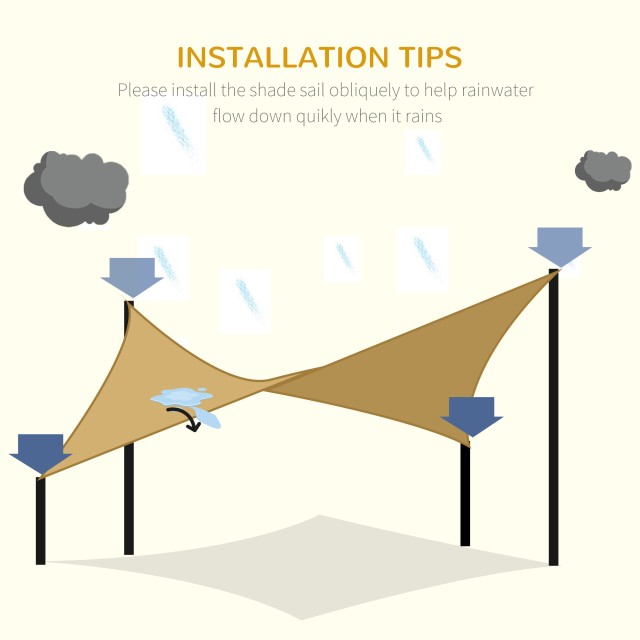 Outsunny Rectangular Shade Sail 4x3m Beige HDPE με αξεσουάρ και τσάντα ταξιδιού που περιλαμβάνονται 840-250V00BG