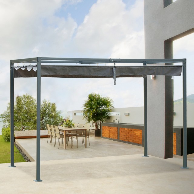 Πέργκολα Outsunny Gazebo με συρόμενο κάλυμμα για εξωτερικούς χώρους, 298 x 213 x 222 cm 84C-175