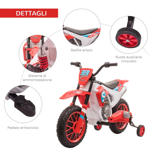 HOMCOM Electric Cross ποδήλατο για παιδιά 3-5 ετών - Κόκκινο 370-16...