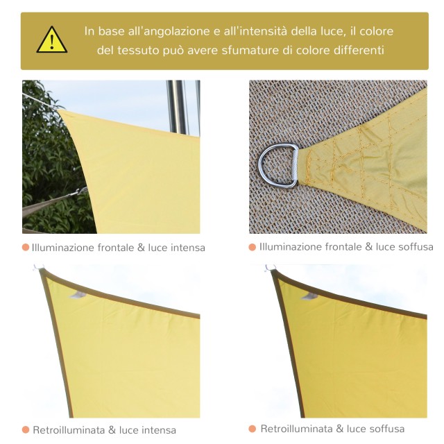Outsunny Rectangular Shade Sail Πολυεστερική Τέντα 3x4m Άμμος 840-142SD