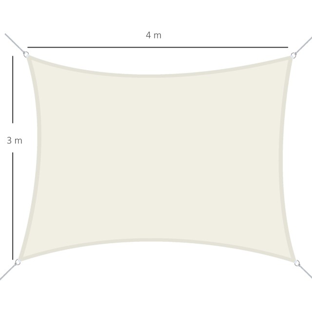 Outsunny Vela Shading Rectangular Polyester Sun Shade 3x4m Κρεμ Λευκό 840-142CW