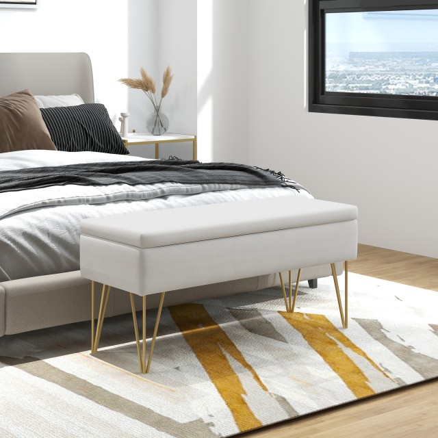 HOMCOM Κρεβάτι κάτω πάγκος με υφασμάτινο χώρο αποθήκευσης και ατσάλ...