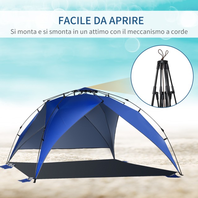 Outsunny Pop Up σκηνή παραλίας με σχοινιά και κοντάρια σε μπλε πολυεστέρα A20-090