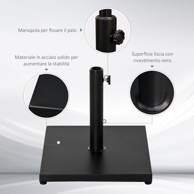 Outsunny Τετράγωνη Ομπρέλα Βάσης Βάσης 18kg για Φ3/3,5/3,8 Πολωνούς...