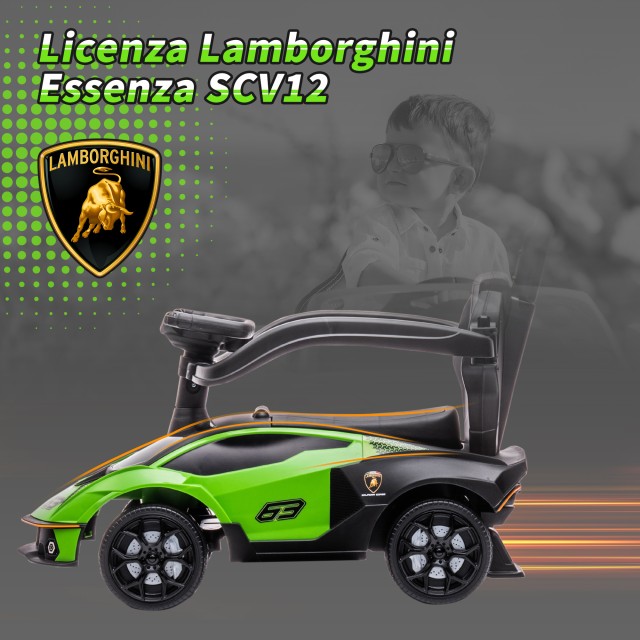 AIYAPLAY Αυτοκίνητο για Παιδιά 2 σε 1 Μάρκα Lamborghini, Push Car με λαβή και προστατευτικό φράγμα, Τιμόνι και κόρνα, πράσινο 370-223V00GN