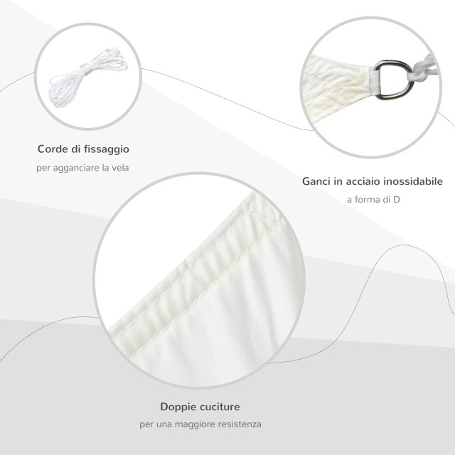 Outsunny Vela Shading Rectangular Polyester Sun Shade 3x4m Κρεμ Λευκό 840-142CW