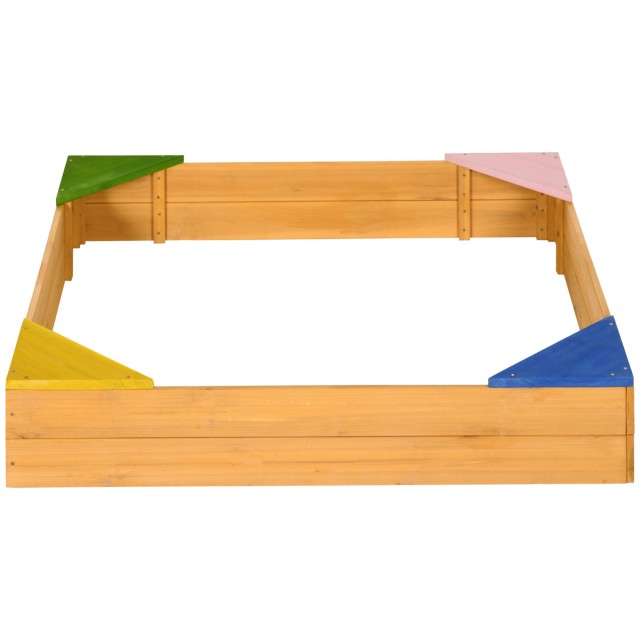 Outsunny Παιδικό Sandbox 4θέσιο Fir Wood με σχέδιο χωρίς πάτο, 109x109x19,8cm 343-058V00ND